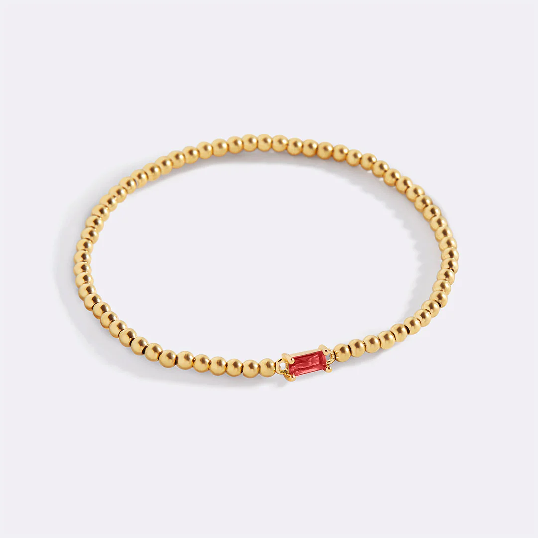 Gold Beaded Birthstone Bracelet - Image 2