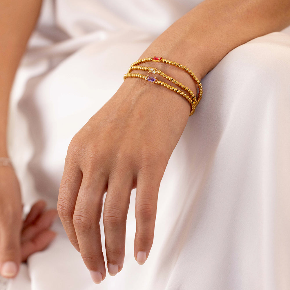 Gold Beaded Birthstone Bracelet - Image 3