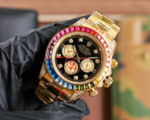 rolex oyster perpetual cosmograph daytona (rainbow bezel aftermarket diamond) 40mm replica rlxb097