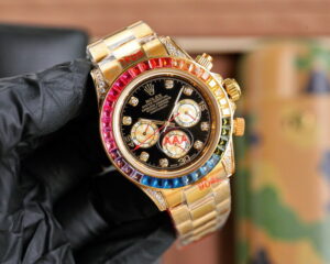 rolex oyster perpetual cosmograph daytona (rainbow bezel aftermarket diamond) 40mm replica rlxb097