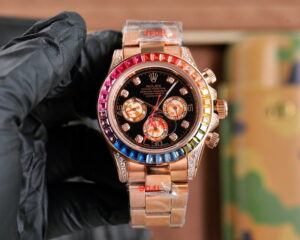 rolex oyster perpetual cosmograph daytona (rainbow bezel aftermarket diamond) 40mm replica rlxb097