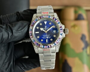 rolex submariner (rainbow bezel aftermarket diamond) 41mm replica rlxb095