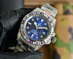 rolex submariner (rainbow bezel aftermarket diamond) 41mm replica rlxb095