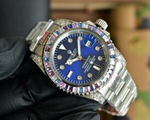 rolex submariner (rainbow bezel aftermarket diamond) 41mm replica rlxb095