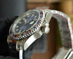 rolex submariner (rainbow bezel aftermarket diamond) 41mm replica rlxb095