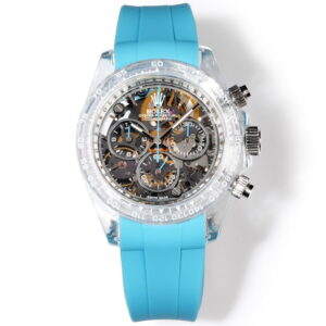 rolex daytona skeleton custom (ice blue)  40mm replica rlxb085