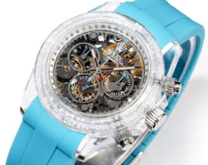 rolex daytona skeleton custom (ice blue)  40mm replica rlxb085