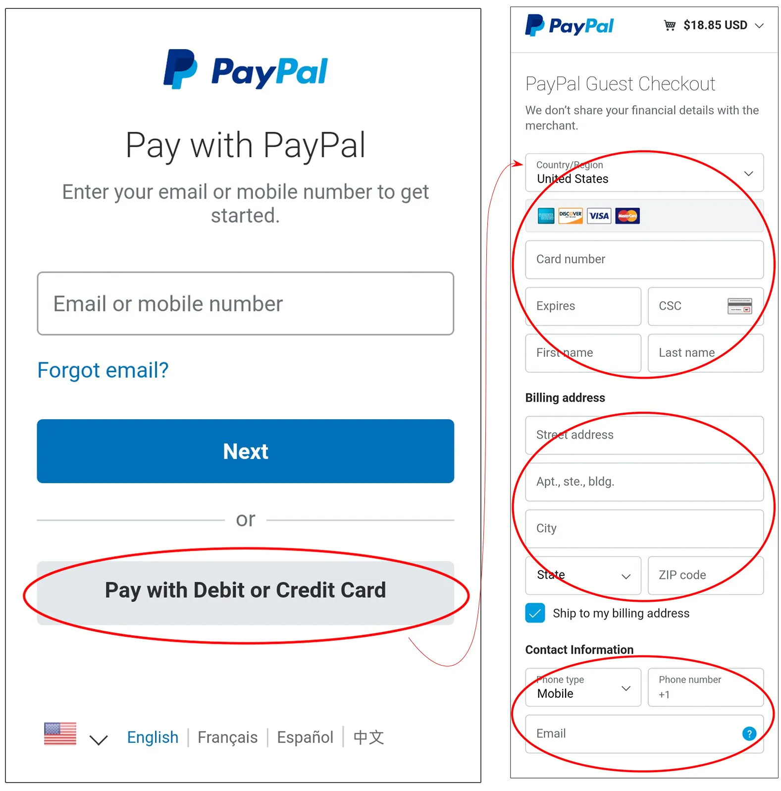 PayPal and card payment checkout guide